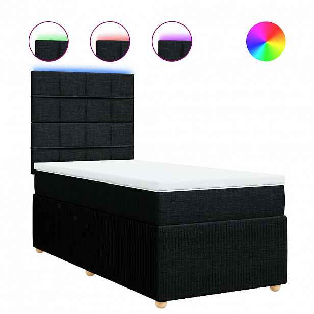 vidaXL Box spring postel s matrací černá 90x190 cm textil