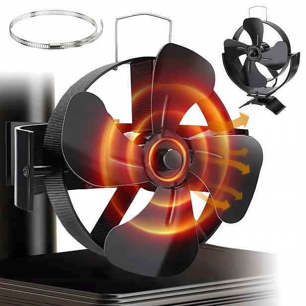 4-LAMELOVÝ Termoelektrický Krbový Ventilátor, Tichý, S Magnetickou Funkcí