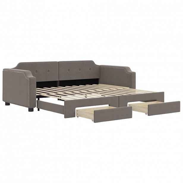 vidaXL Válenda s přistýlkou a zásuvkami taupe 90 x 200 cm textil