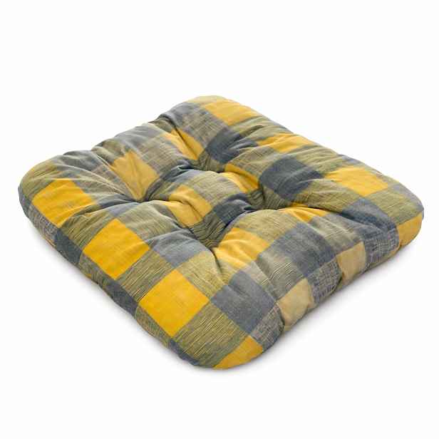 TOP Sedák s provázky 40x40 Žluto-šedá kostka