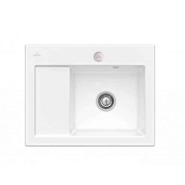 Villeroy & Boch Subway 45 - Keramický dřez 65x51 cm, excentrické ovládání, CeramicPlus, alpská bílá 331302R1