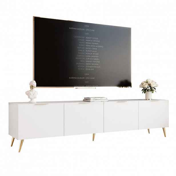 Idohome TV skříňka ANGEL 200 cm na nožkách s osvětlením BÍLÁ