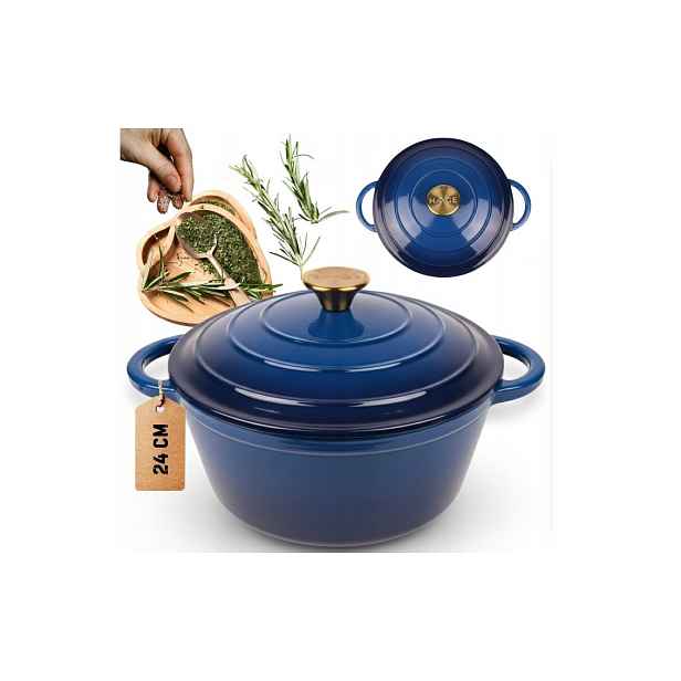 Hrnec litinový smaltovaný 24 cm modrý DQ24
