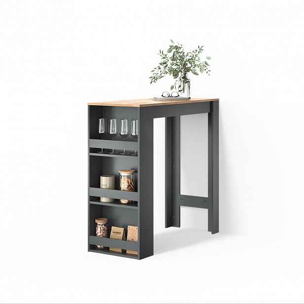 Livinity® BAROVÝ STŮL Regusa Antracit/zlatý dub 45 x 110 cm