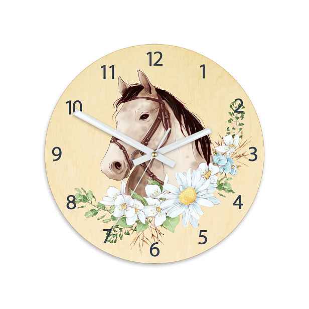ModernClock Dětské nástěnné hodiny Ami Kůň bílý 30 cm vícebarevné