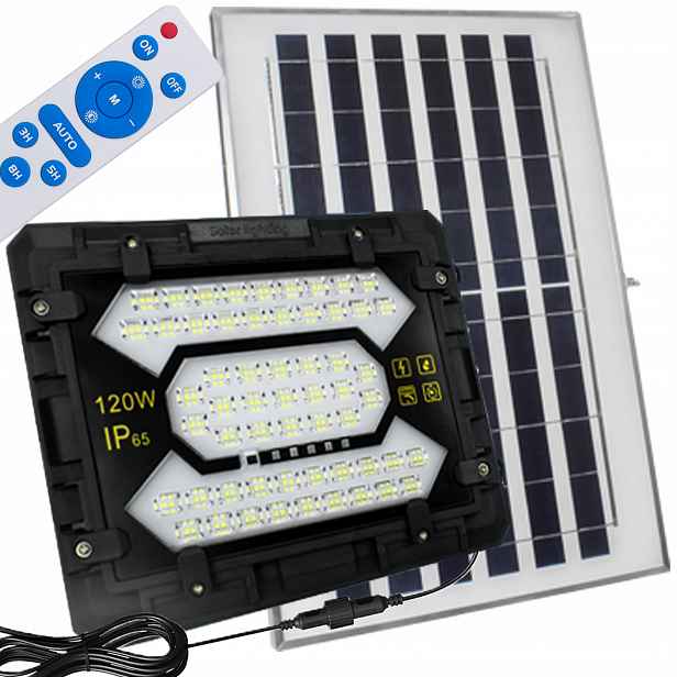 Extra Silná Solární Lampa Led 120W Halogenový zářič Voděodolný +Dálkový Ovladač