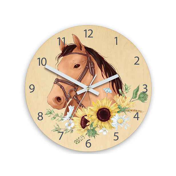 ModernClock Dětské nástěnné hodiny Ami Kůň hnědý 30 cm vícebarevné
