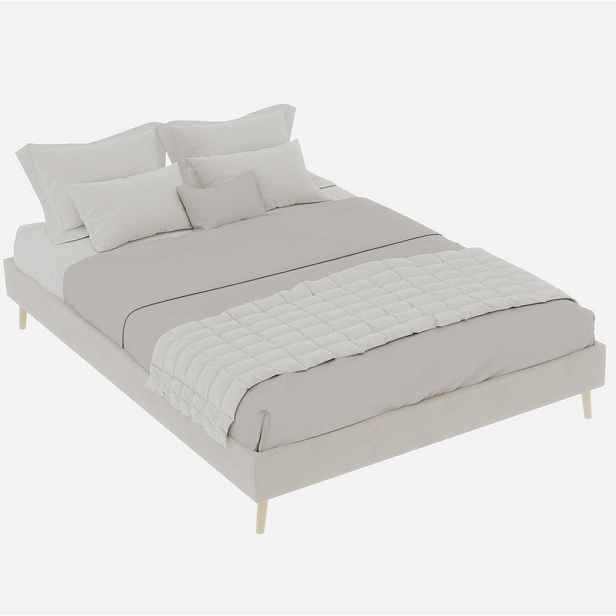 OKWISH POSTELOVÝ rám 140/200 cm béžová z látky a kovu s moderním minimalistickým designem