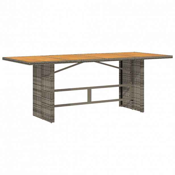 vidaXL Zahradní stůl s akáciovou deskou šedý 190x80x75 cm polyratan