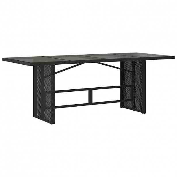 vidaXL Zahradní stůl se skleněnou deskou černý 190x80x75 cm polyratan