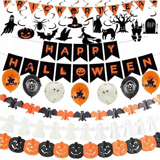 Halloweenská dekorační sada, girlanda, vnitřní dekorace, banner