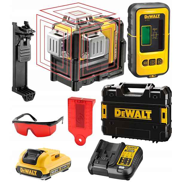 Křížový laser 3x360 DeWALT DCE089D1R detektor