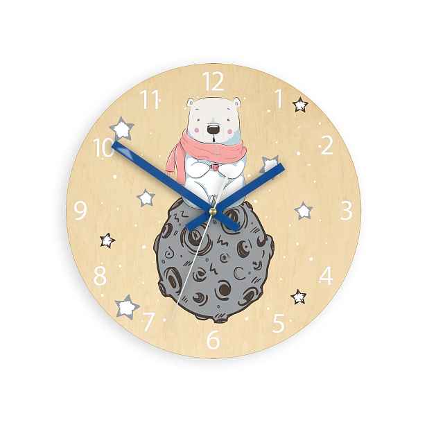 ModernClock Dětské nástěnné hodiny Ami Lední medvěd 30 cm vícebarevné
