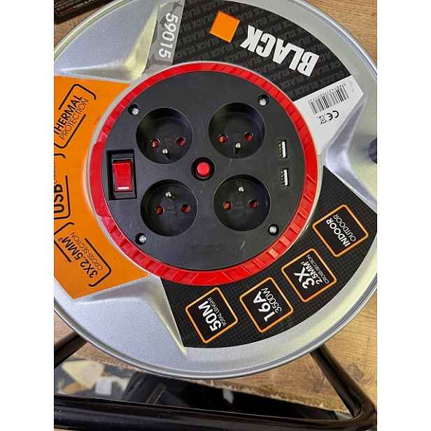 Prodlužovací Kabel Buben Kov 50 M 3x2,5 MM Usb 59015 Zásuvka