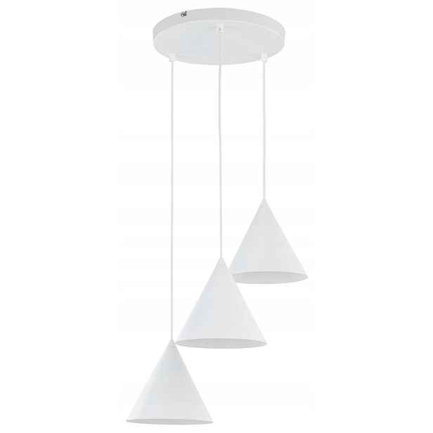 Závěsná lampa Cono Bílá Kovová Stínidla 3xE27 40cm Stropní Svítidlo Obývací pokoj