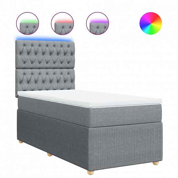vidaXL Box spring postel s matrací světle šedá 90x190 cm textil