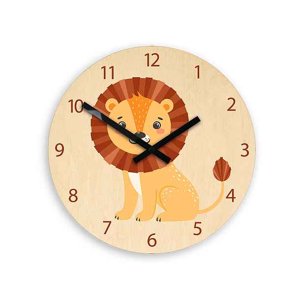 ModernClock Dětské nástěnné hodiny Ami Lev 30 cm vícebarevné
