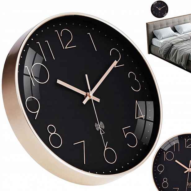 moderní rádiové nástěnné hodiny 30 cm, automatický čas do ložnice