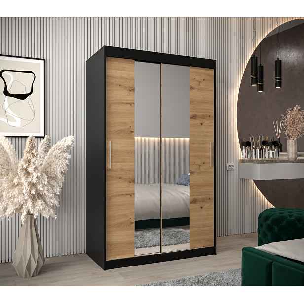 Šatní skříň Abi T1 Barva korpusu: Černá, Rozměry: 120 cm, Dveře: Dub artisan