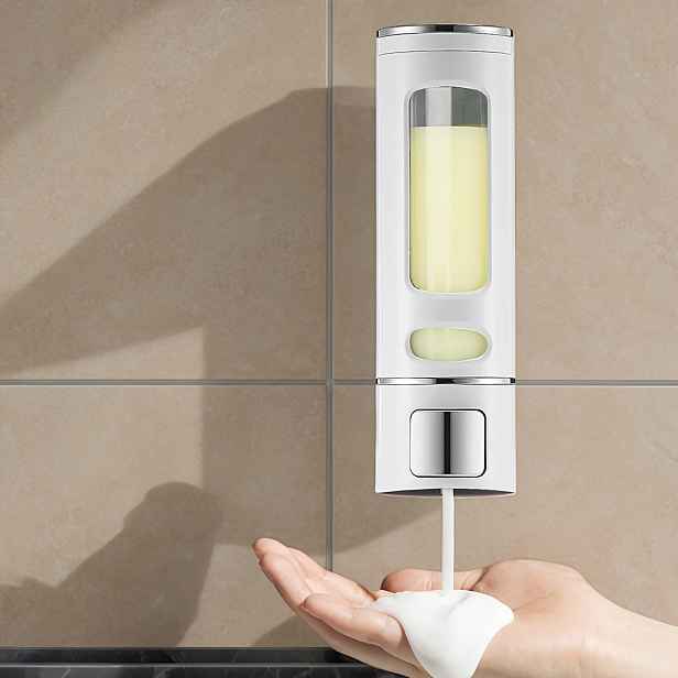 TEMU TATUKIKO Nástěnný dávkovač mýdla s průhledným oknem o objemu 400 ml - Plast bez ftalátů, není potřeba, Snadná instalace do koupelny, kuchyně,