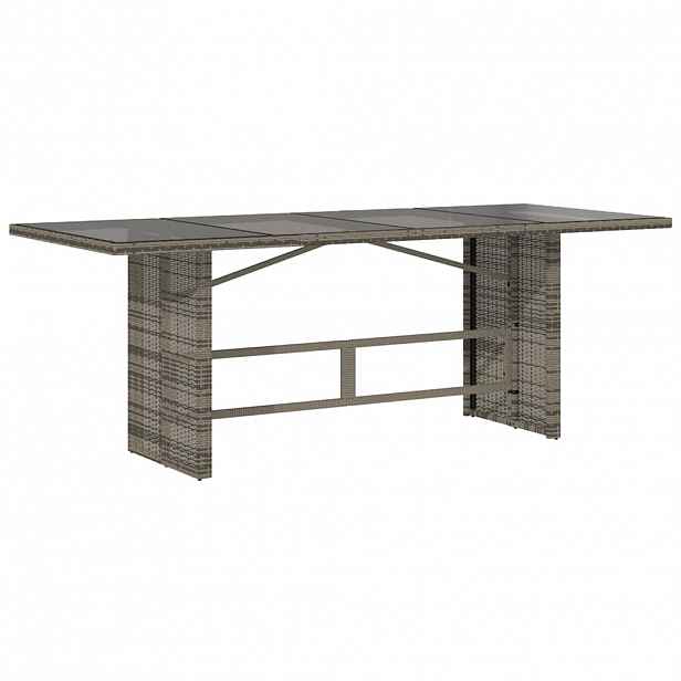 vidaXL Zahradní stůl se skleněnou deskou šedý 190x80x75 cm polyratan