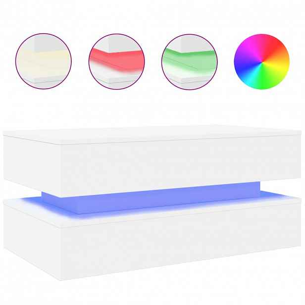 vidaXL Konferenční stolek s LED osvětlením bílý 90 x 50 x 40 cm