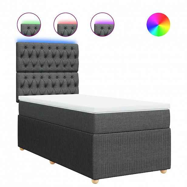 vidaXL Box spring postel s matrací tmavě šedá 90x190 cm textil