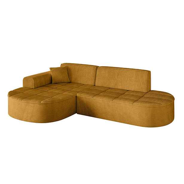 ALTDECOR ROHOVÁ SEDAČKA s otomanem, levá TARO-L1 243x171x79,5 Hořčicová Manšestr