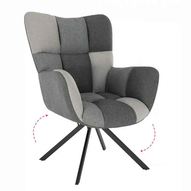 Tempo Kondela Designové otočné křeslo KOMODO - patchwork/černá