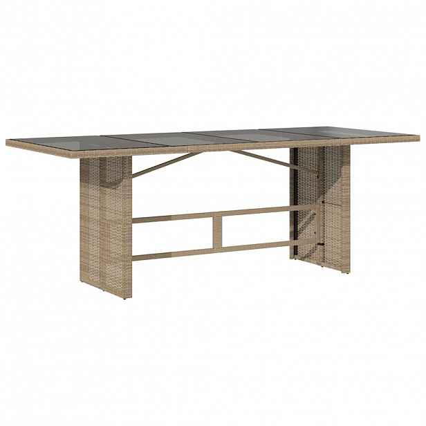 vidaXL Zahradní stůl se skleněnou deskou béžový 190x80x75 cm polyratan