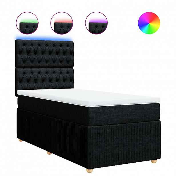vidaXL Box spring postel s matrací černá 90x190 cm textil