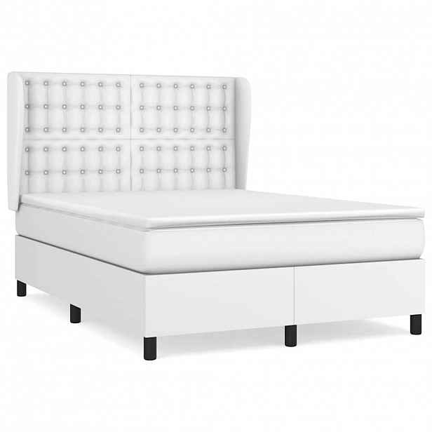 vidaXL Box spring postel s matrací bílá 140x200 cm umělá kůže