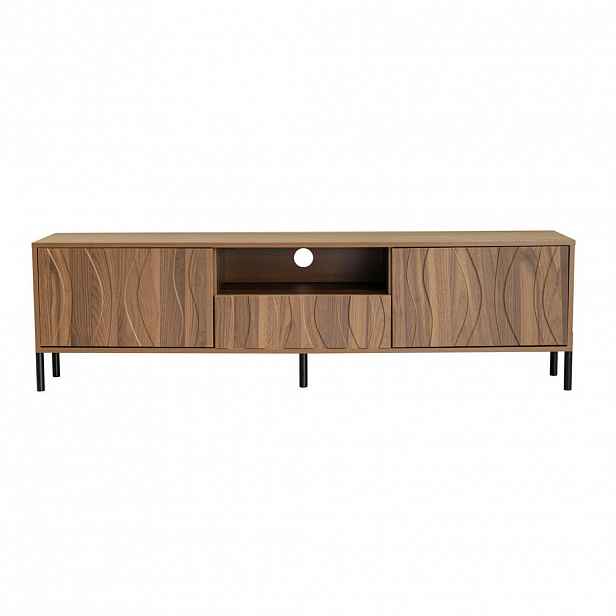 OKWISH TV stolek 160/35/46 cm přírodní z MDF s vlnitými dvířky a úložným prostorem
