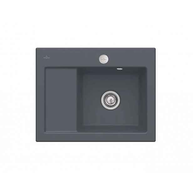 Villeroy & Boch Subway 45 - Keramický dřez 65x51 cm, excentrické ovládání, CeramicPlus, grafit 331302I4