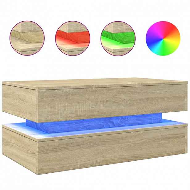 vidaXL Konferenční stolek s LED osvětlením dub sonoma 90 x 50 x 40 cm