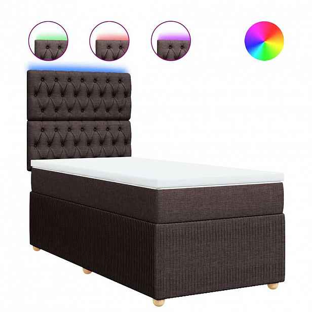 vidaXL Box spring postel s matrací tmavě hnědá 90x190 cm textil