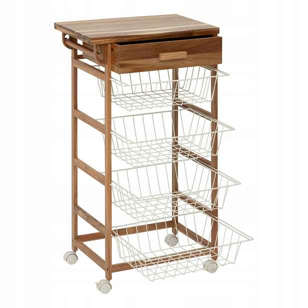 Kuchyňský vozík Acacia se 4 koši, 89 cm