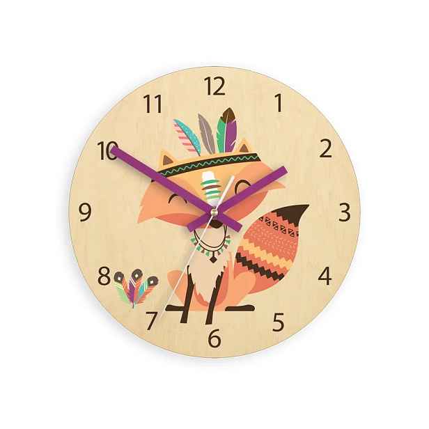 ModernClock Dětské nástěnné hodiny Ami Liška indián 30 cm vícebarevné