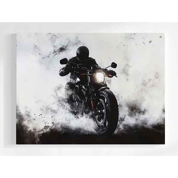Obraz Na Plátně Canvas Motocykl Sportovní Kouř Motor Černobílý 80x60