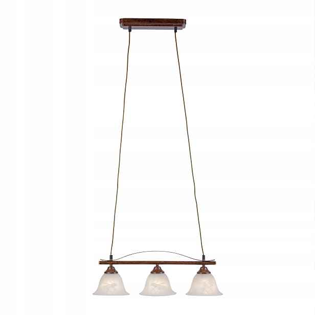 Závěsná lampa v rustikálním stylu, 3-bodová, rezavé sklo