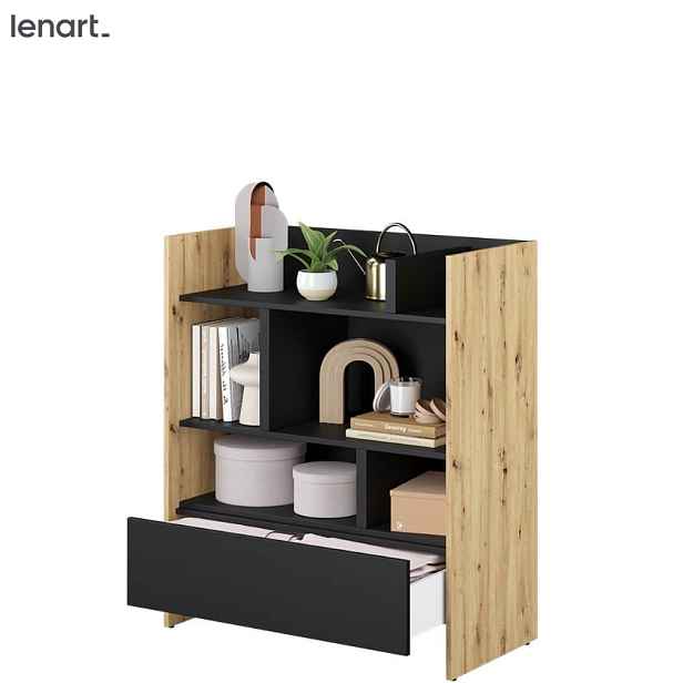 Dig-net nábytek Regál Lenart BED CONCEPT BC-25 | dub artisan / černá