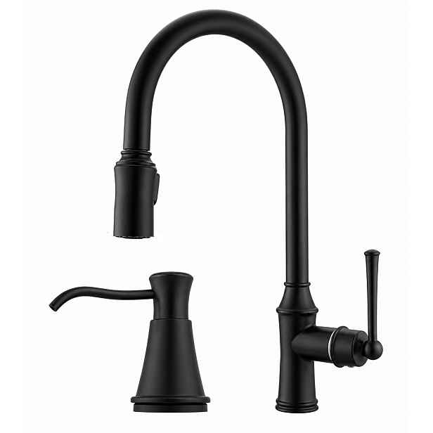 Kuchyňská baterie černá Retro Dena Black Mat Ww Ocelová výpusť Ww Dávkovač
