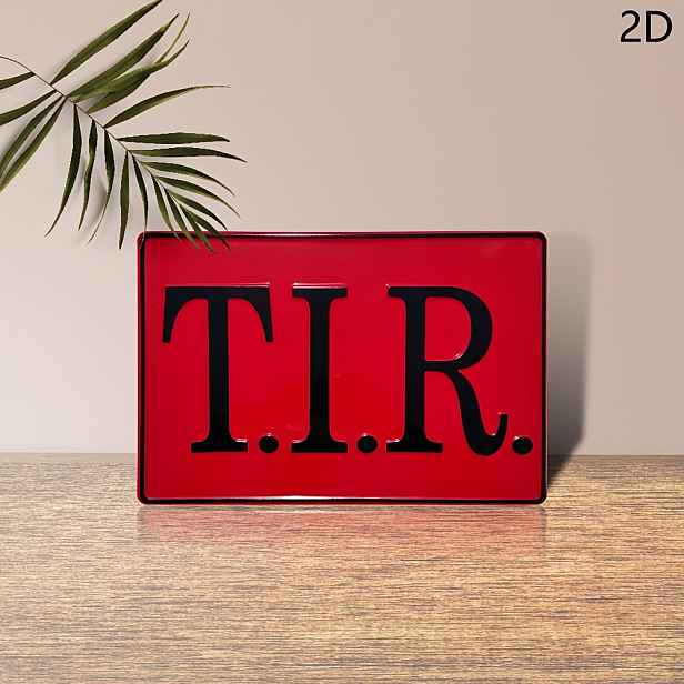 TEMU 2D Plochá, 1ks Vintage Styl "TIR" Kovová Nástěnná Plaketa - 20,32cm X 30,48cm Retro Železná Cedule s Tučnými Bílými Písmeny, Odolná Dekorace pro