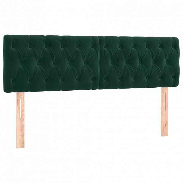 vidaXL Čela postele tmavě zelená 160x7x78/88 cm samet