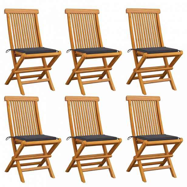 Zahradní židle 6 ks teak / látka Antracit