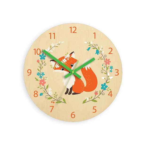 ModernClock Dětské nástěnné hodiny Ami Liška s květy 30 cm vícebarevné