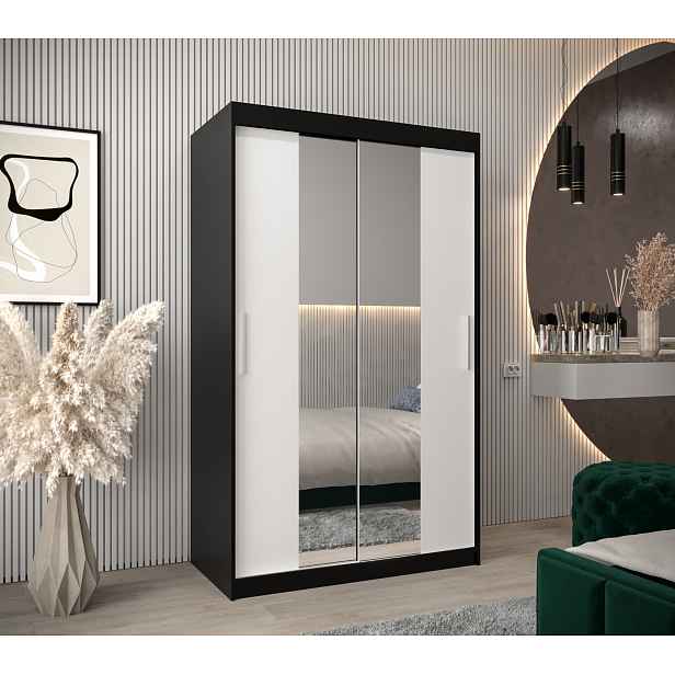 Šatní skříň Abi T1 Barva korpusu: Černá, Rozměry: 120 cm, Dveře: Bílá