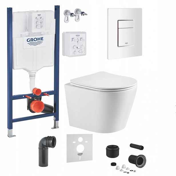 Grohe Wc mísa Tornado s deskou tlačítko podomítkový set Premium