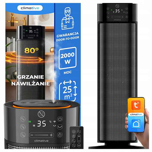 Farelka 2000W Mistiq 2v1 s WiFi zvlhčovačem, dálkové ovládání Eco Ptc, termoventilátor