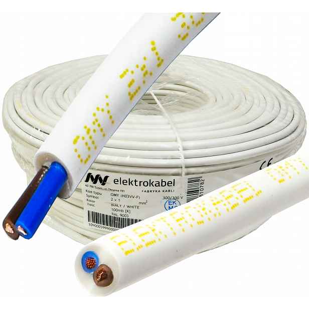 Kabel Omy 2x1mm 300/300V Lanko Cu 100 m kulatý
